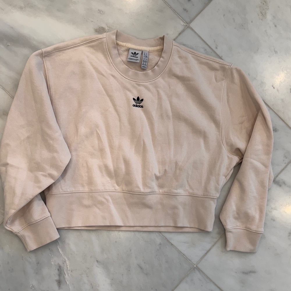 Adidas Women's Light Beige Crew Neck Sweatshirt